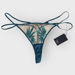 Thistle Spire 3X Green Biscotti Embroidered Thong Dark Romance Lingerie